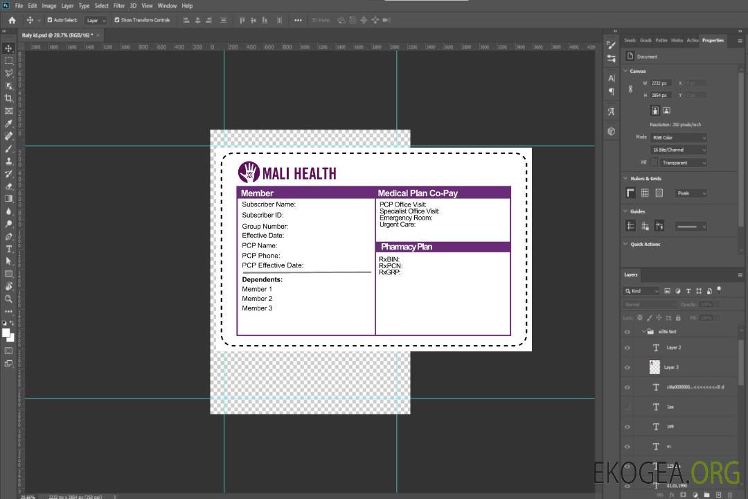 Carte d'assurance maladie du Mali template